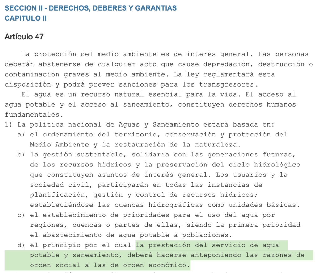 derecho al agua potable constitución Uruguay